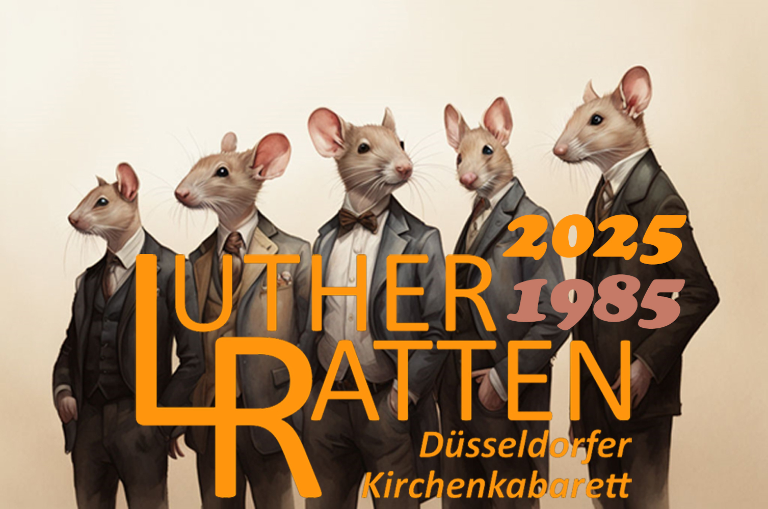 Illustration von fünf Anzugmäusen mit Text „LUTHER RATTEN“
